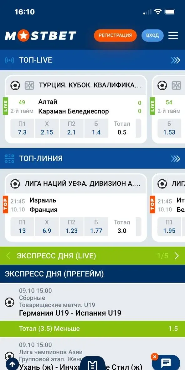 Экспресс дня Mostbet